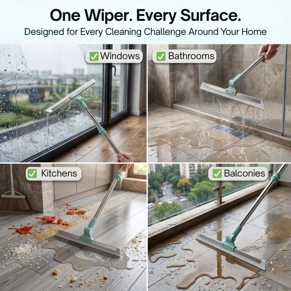 FlexiWipe™ — Multipurpose Wiper | Extendable-Rod | Silicon Blade | 180° Head