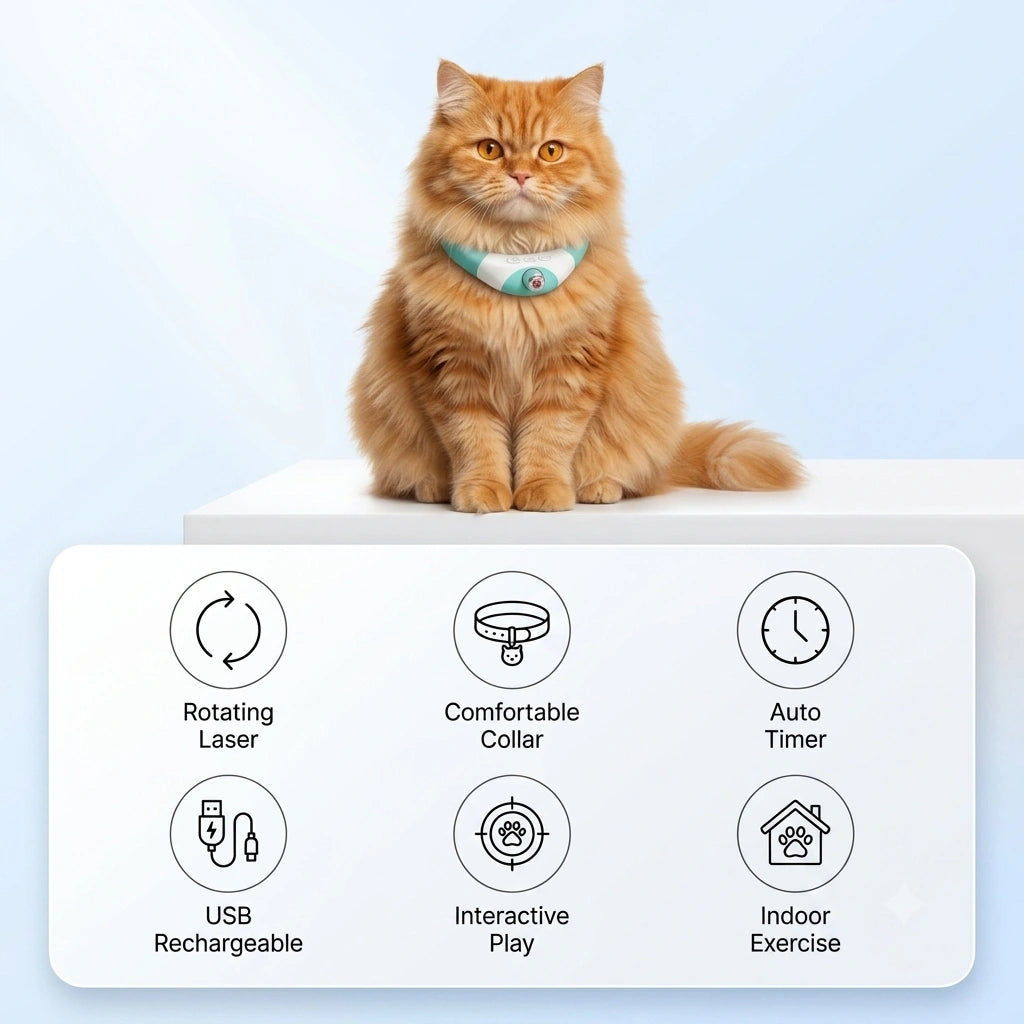 LaserChase - Interactive Cat Laser Collar | Active Indoor Play | Hands-Free
