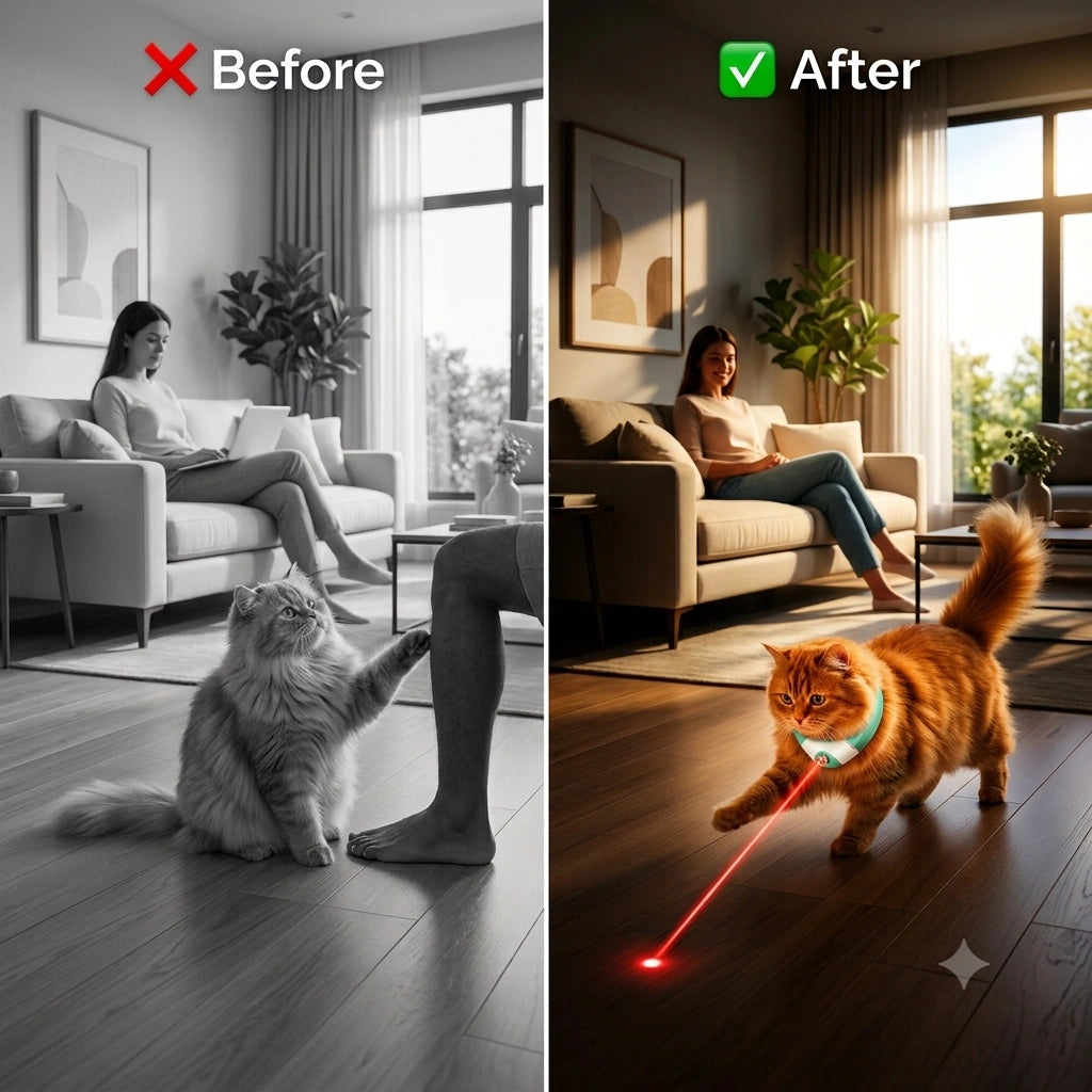 LaserChase - Interactive Cat Laser Collar | Active Indoor Play | Hands-Free