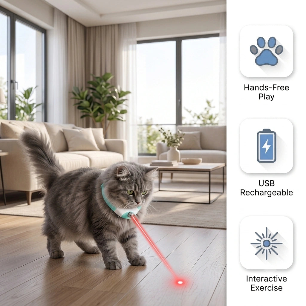 LaserChase - Interactive Cat Laser Collar | Active Indoor Play | Hands-Free