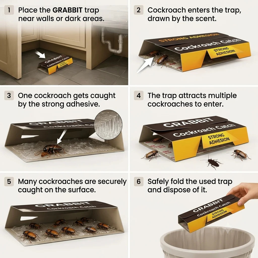 RoachCatch - Cockroach Trap | Strong Adhesion Glue | Multi-Entry Design |  10-Pack Value