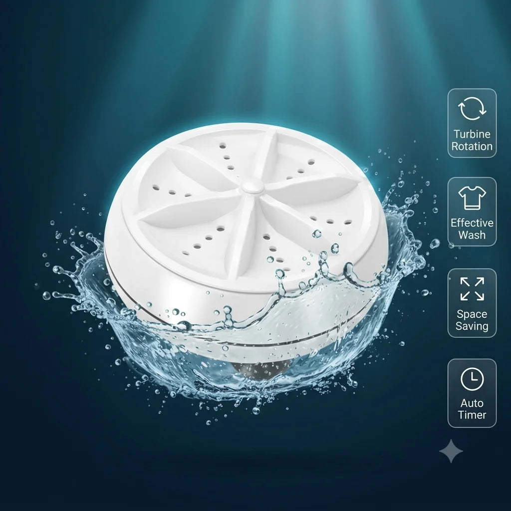 TurboSpin™ - Mini Ultrasonic Washer | 360° Cleaning | Travel-Friendly