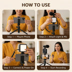VlogPro - 6-in-1 Vlogging Kit | Flexible Tripod |  LED Light |  Remote Control