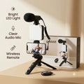 VlogPro - 6-in-1 Vlogging Kit | Flexible Tripod |  LED Light |  Remote Control