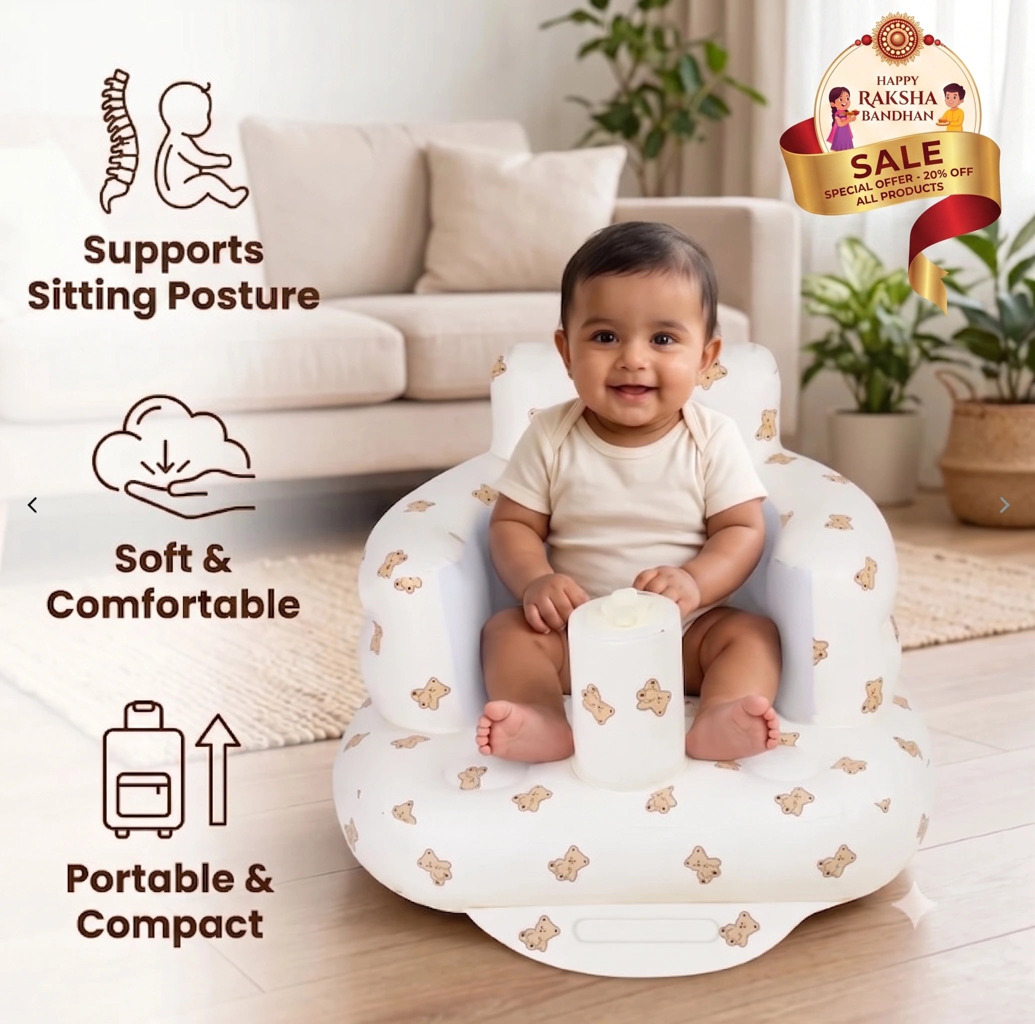 BabyNest - Premium Toddler Sofa | 360° Safety Support | Portable Inflatable Design