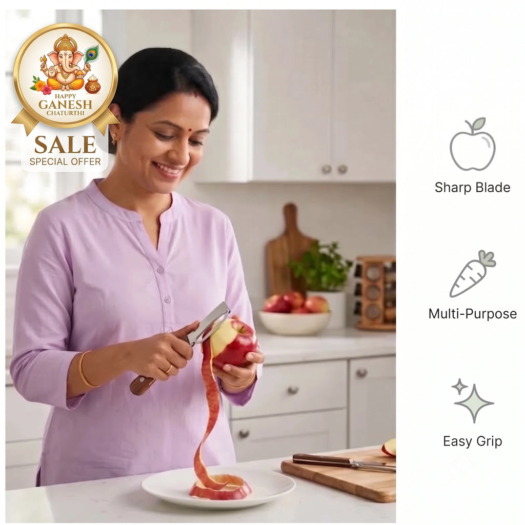 FreshPeel™ -2in1 Vegetable Peeler + Bottle Opener | Wide Stainless Steel Blade | Wooden Grip