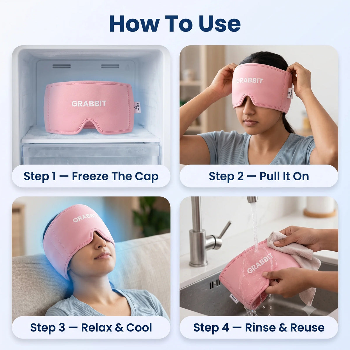 ReliefWrap - Migraine Relief Cap | 360° Gel Coverage | Dual Temperature | Soft Ice-Silk