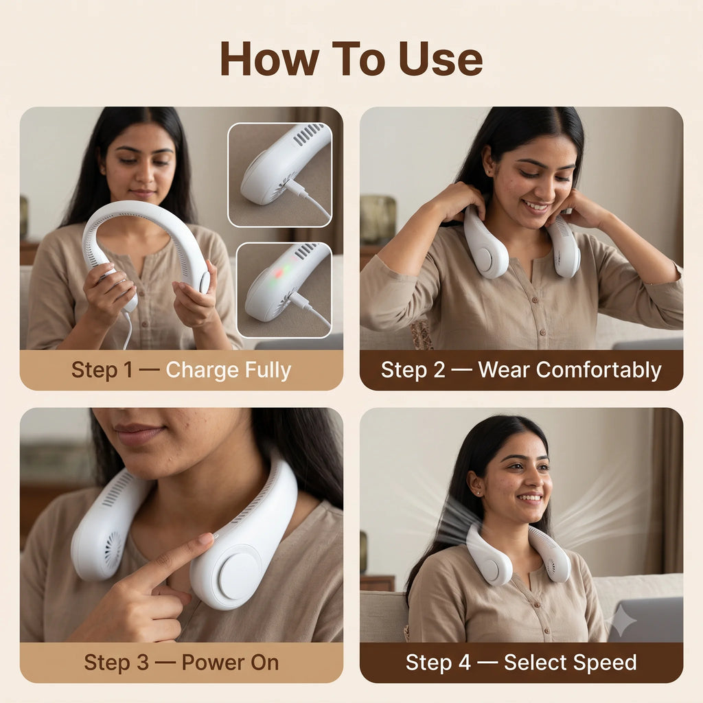NeckFan - Rechargeable Neck Fan | 360° Airflow | 3 Speeds