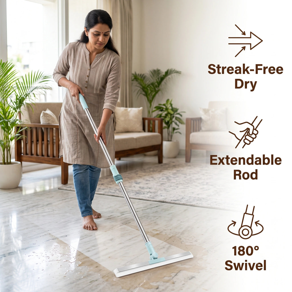 FlexiWipe™ — Multipurpose Wiper | Extendable-Rod | Silicon Blade | 180° Head
