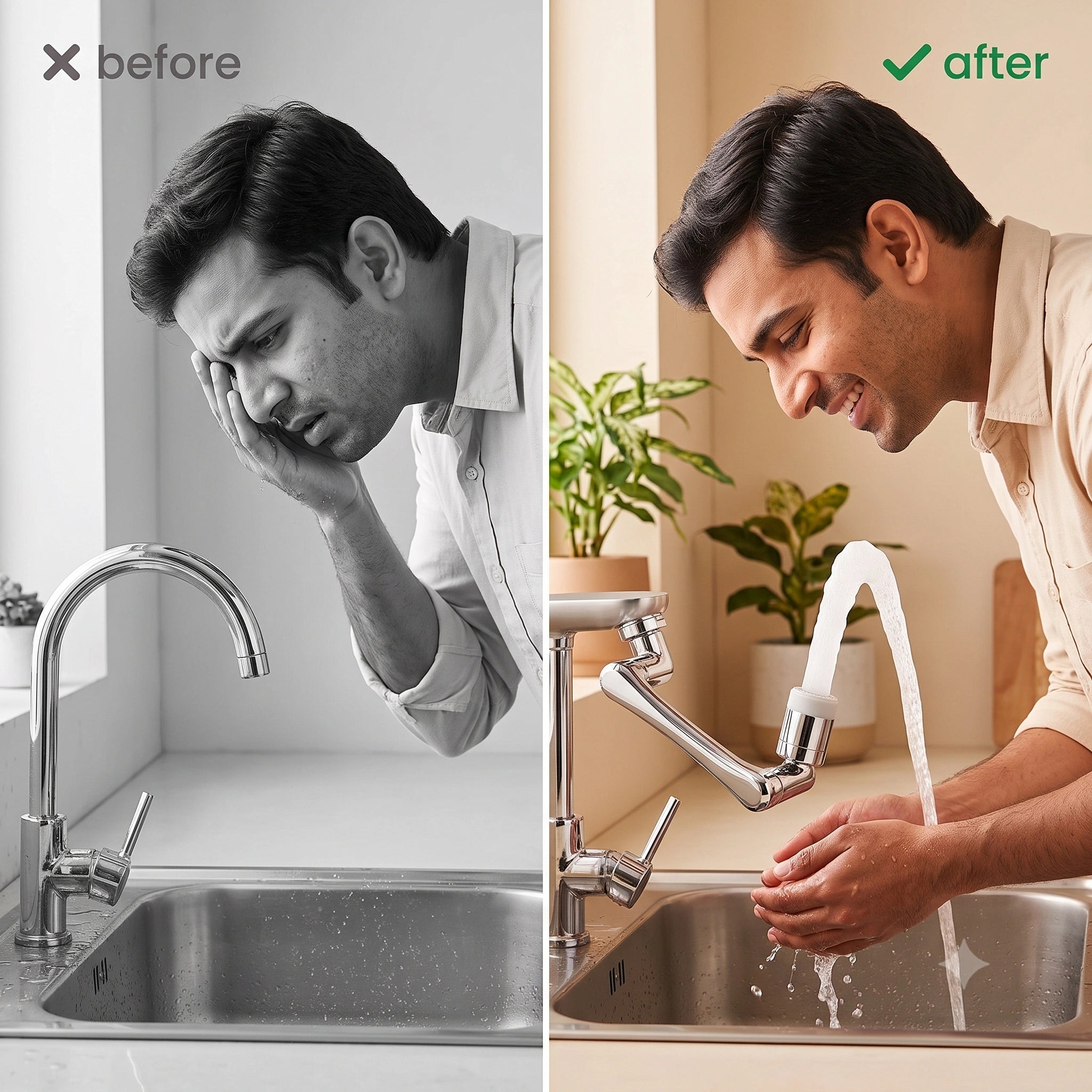 RotatingTapExtension -  Multi-Mode Water Flow | 3-Way Spray Head | Rust Resistant