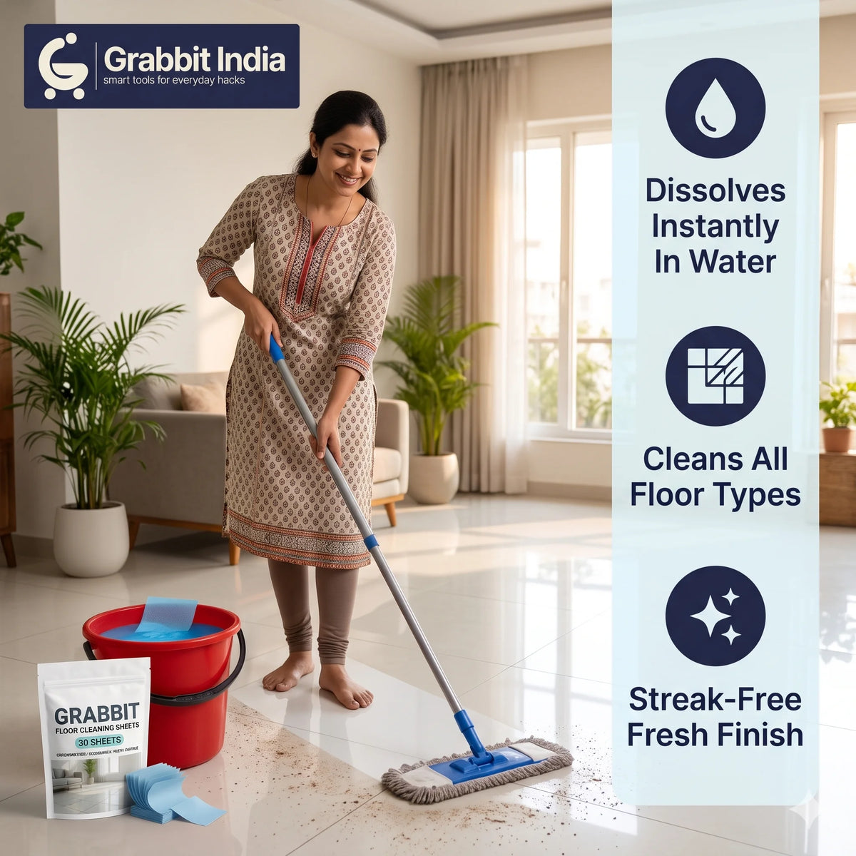 MopEase™ - Cleaning Sheets | Quick Dissolve | Fresh Finish