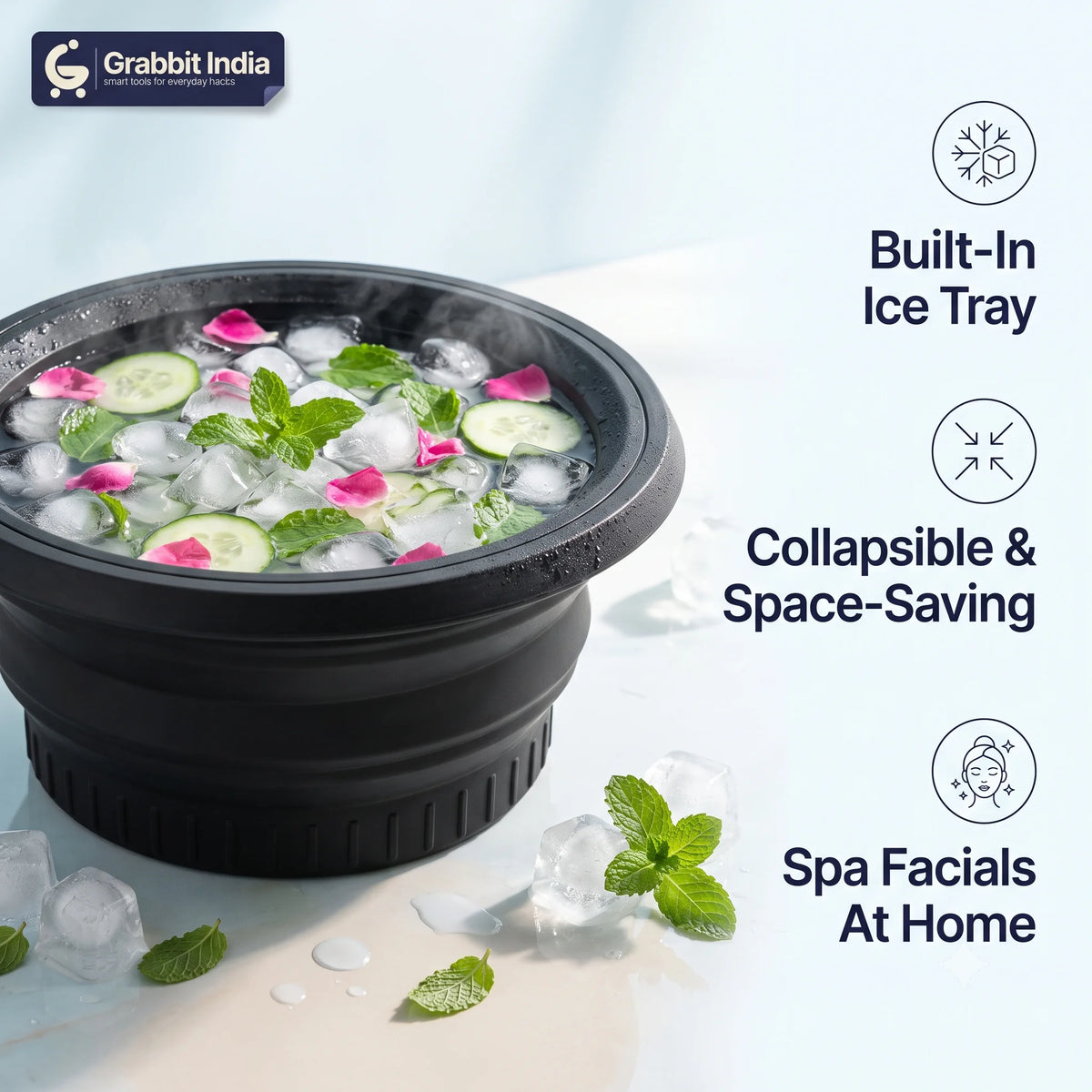 FacePlunge™ - Facial Ice Bath Bowl | Built-In Ice Cube |  Flexible Silicone