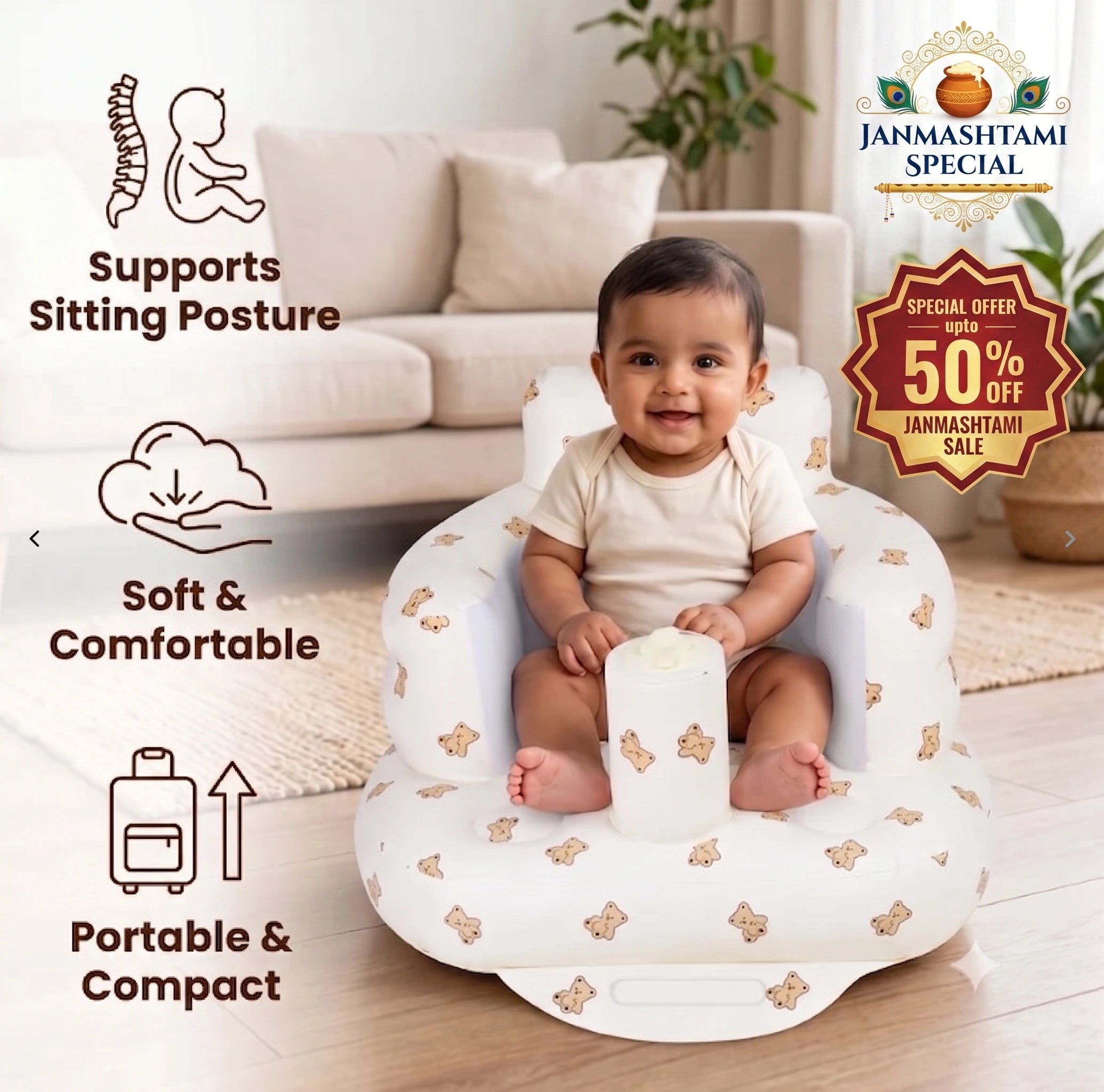 BabyNest™ - Premium Toddler Sofa | 360° Safety Support | Portable Inflatable Design