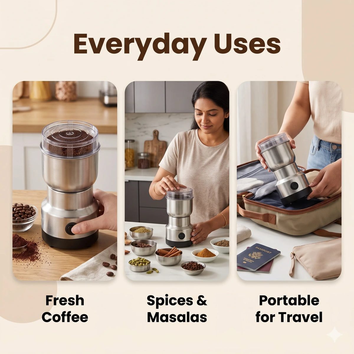 BlendPro -  Compact Electric Grinder | Coffee, Chutney & Spices | Easy Storage
