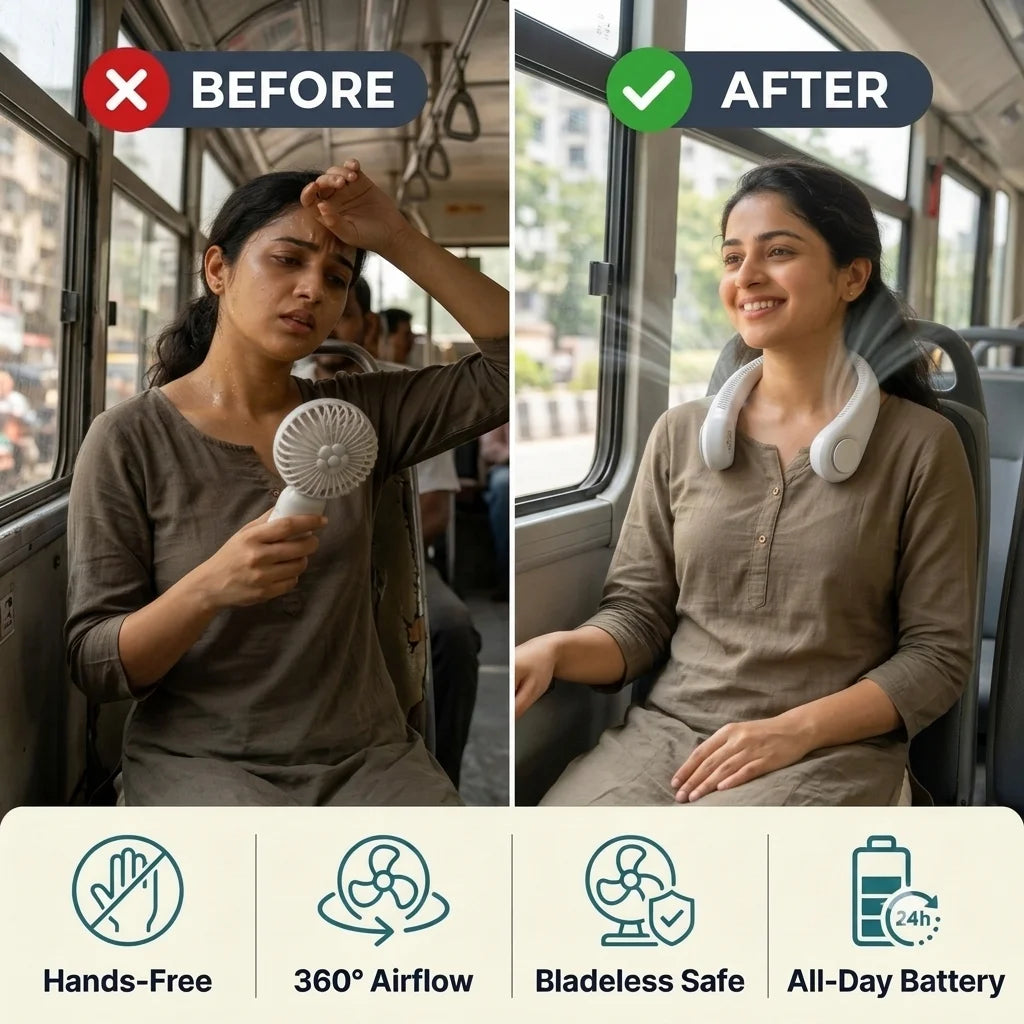 NeckFan - Rechargeable Neck Fan | 360° Airflow | 3 Speeds