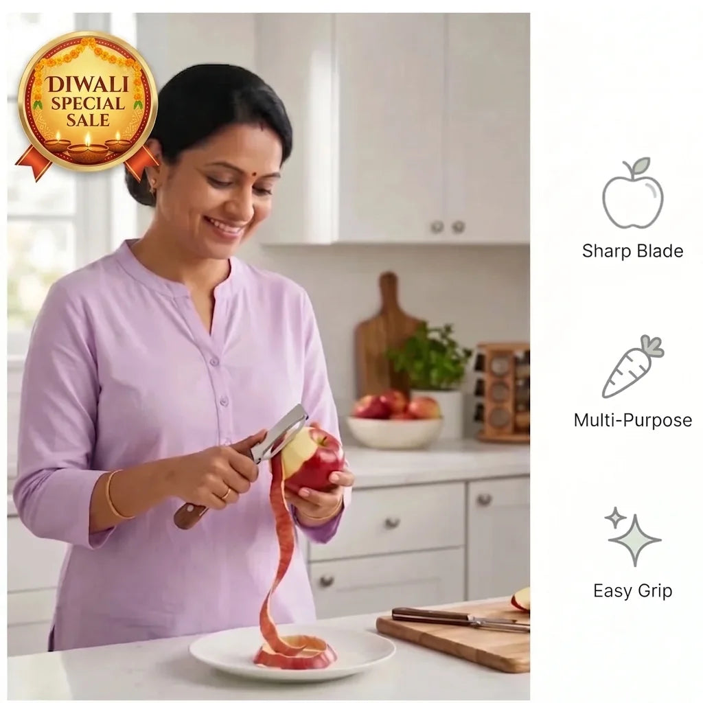 FreshPeel™ -2in1 Vegetable Peeler + Bottle Opener | Wide Stainless Steel Blade | Wooden Grip