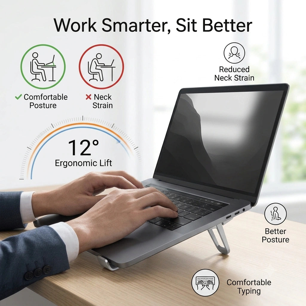 DeskLift™ - Compact Laptop Legs | Ergonomic Incline & Enhanced Airflow | Strong Stick | Lightweight Metal