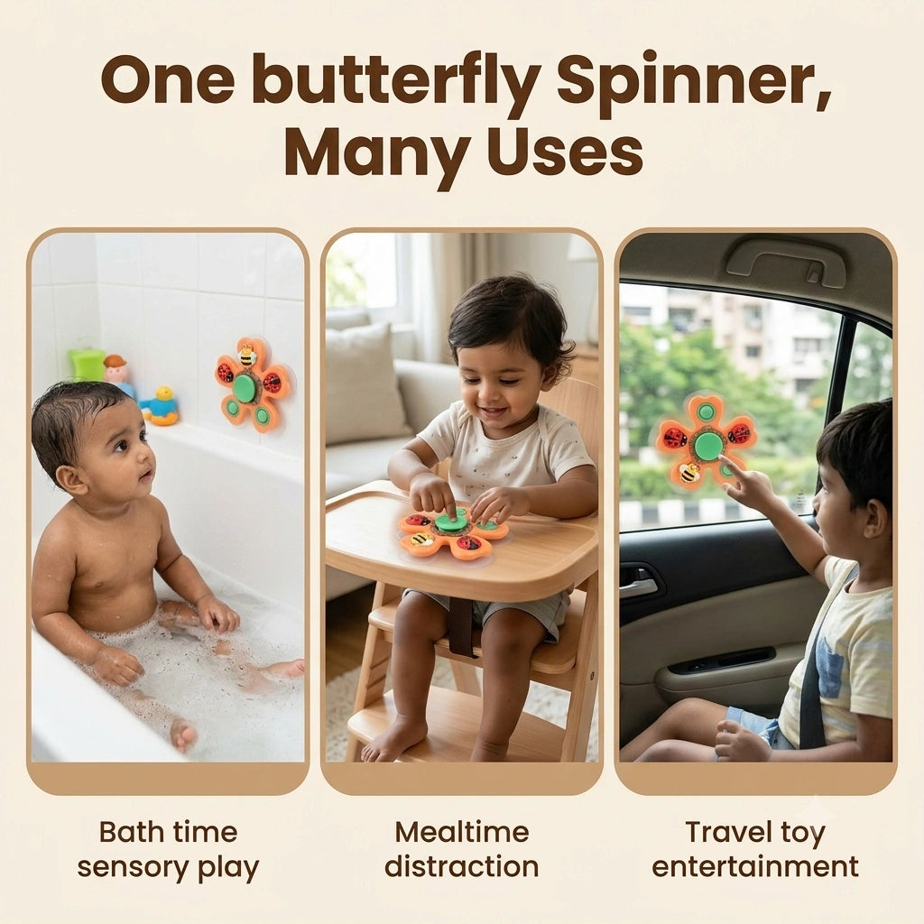 SpinPlay - Colourful Interactive Baby Toy | Sensory Stimulation | Easy Stick & Spin