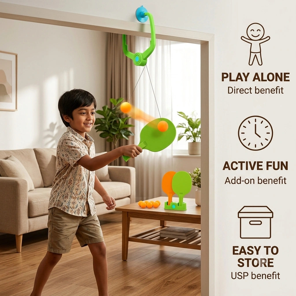 SoloPong - Rebound Table Tennis Trainer | Solo Practice | Hand-Eye Coordination | Portable