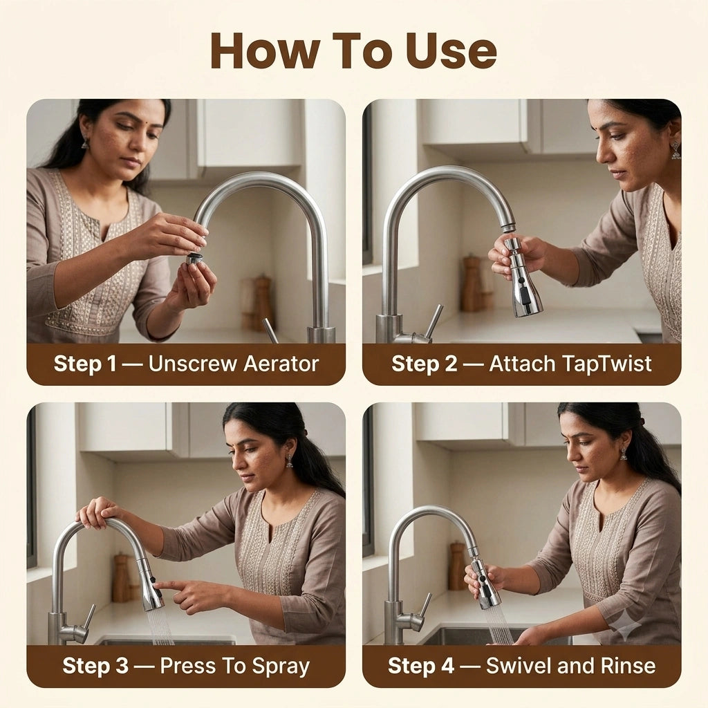 TapTwistJet -  Water Nozzle | Adjustable Angle | Quick Connect | Easy Cleaning