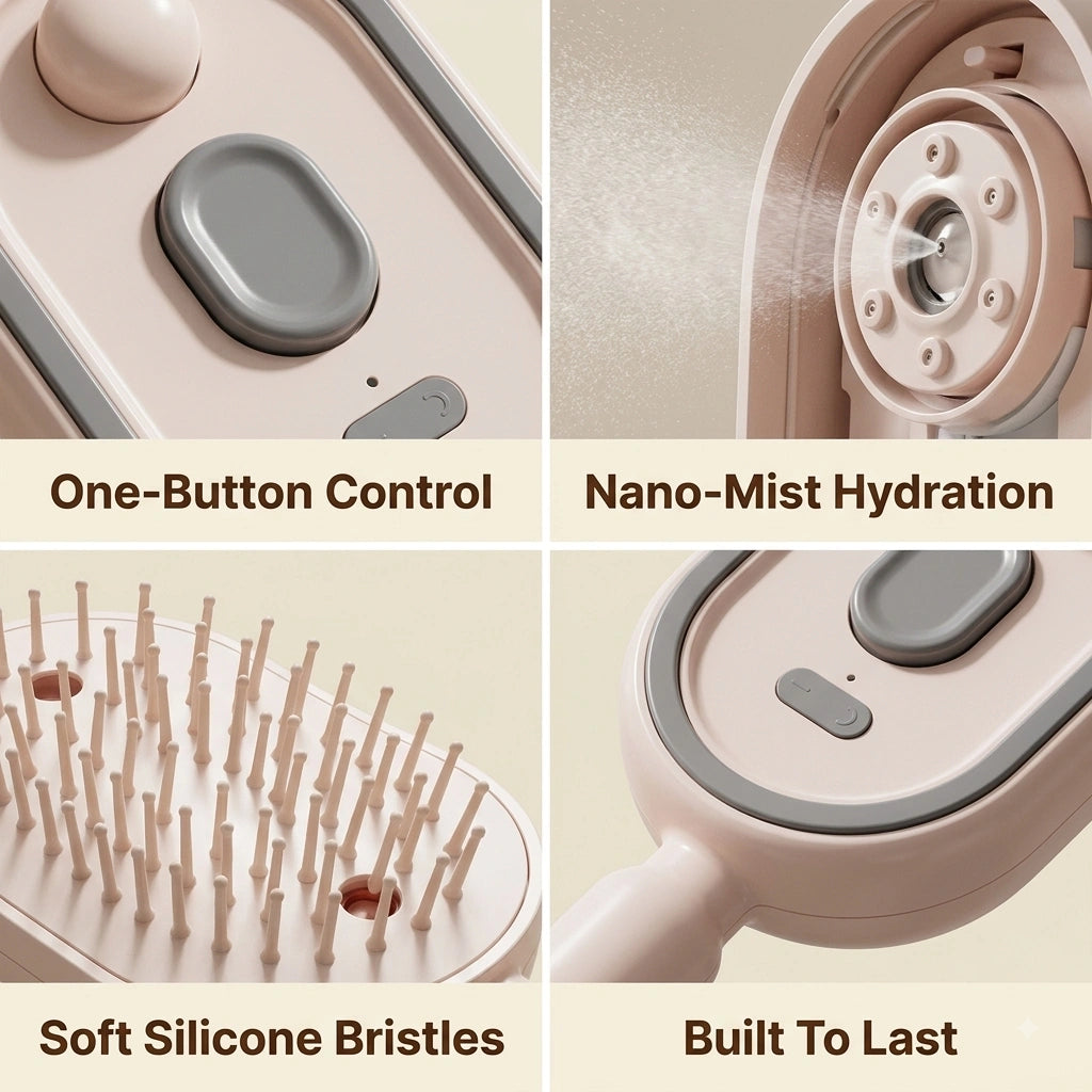 AirComb — Electric Steam Brush | Lightweight ABS Design | Air-Padded Massage