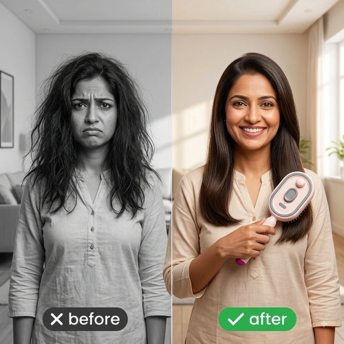 AirComb — Electric Steam Brush | Lightweight ABS Design | Air-Padded Massage