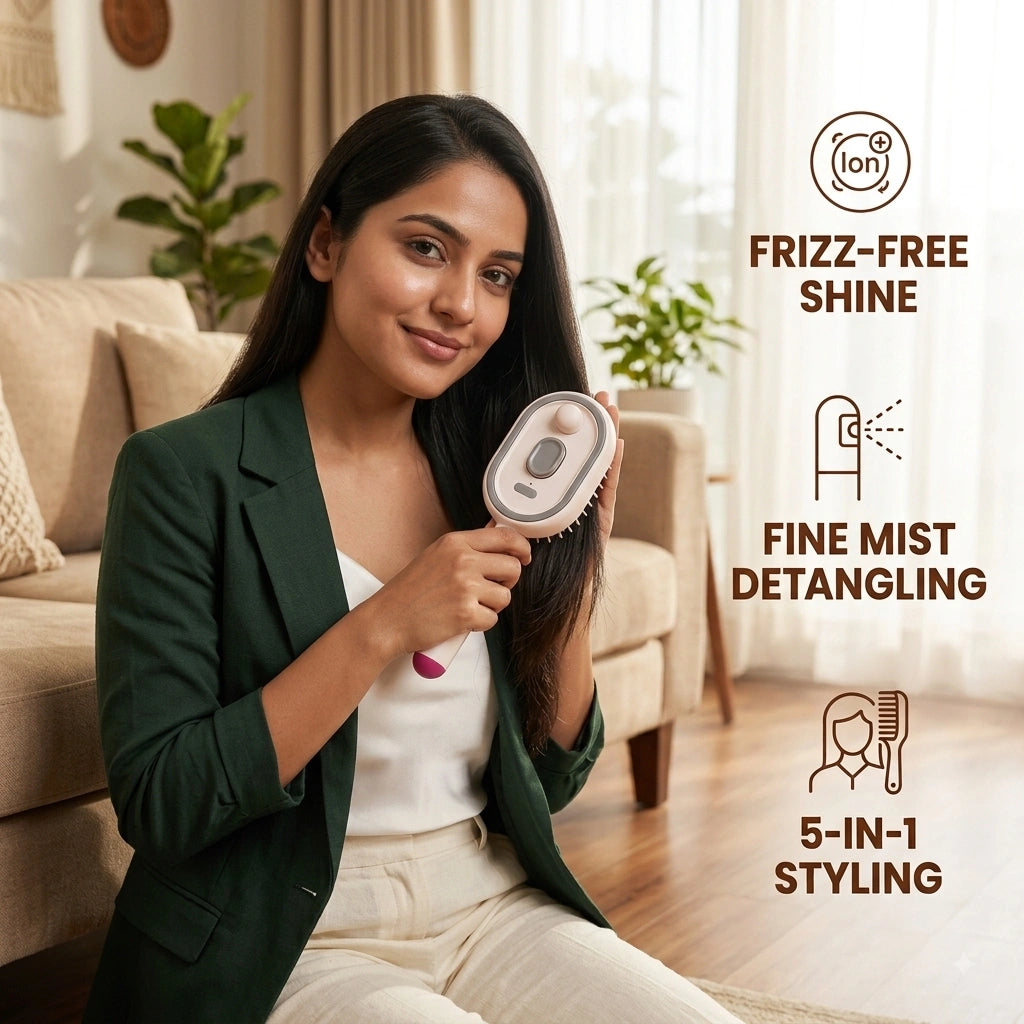 AirComb — Electric Steam Brush | Lightweight ABS Design | Air-Padded Massage