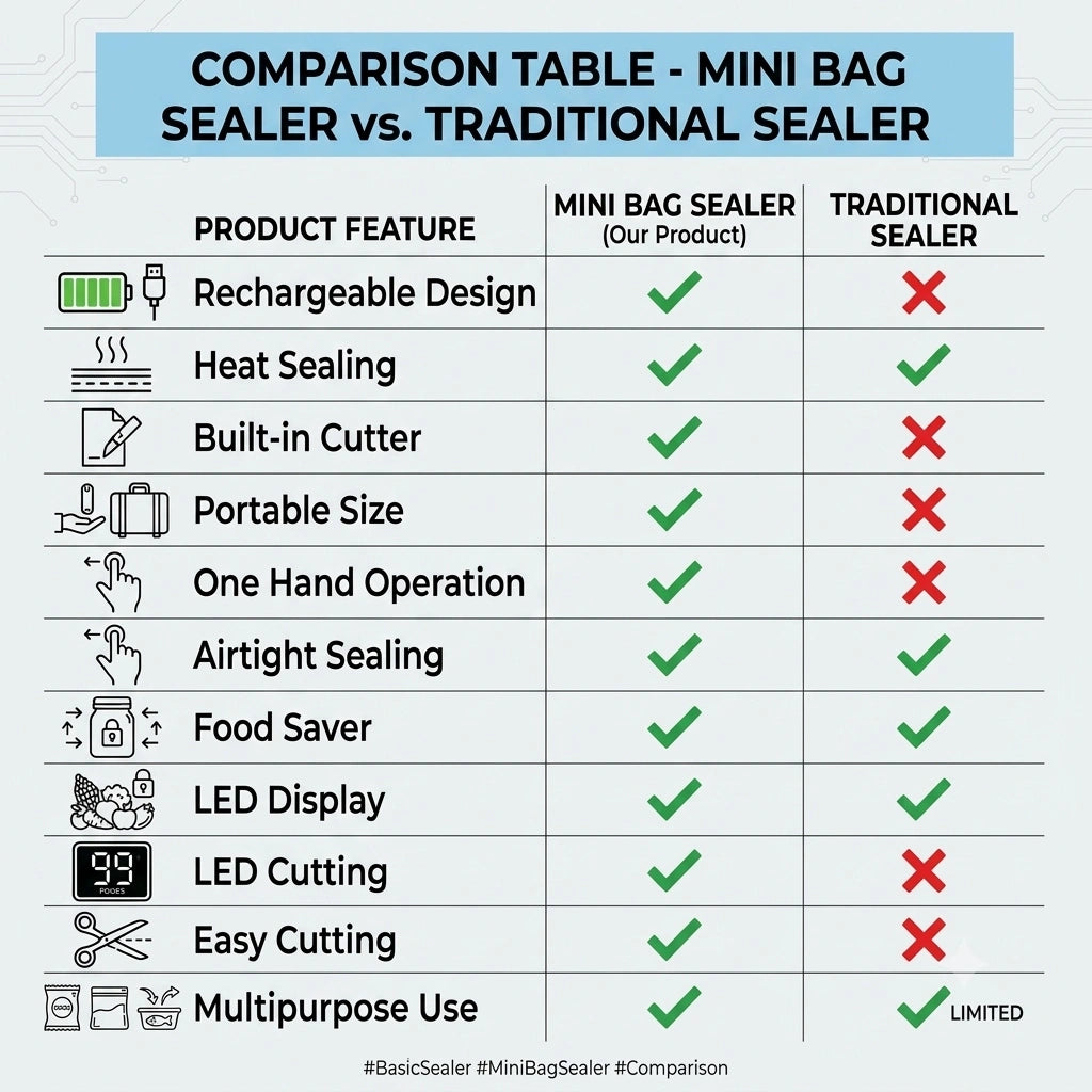 FreshSeal - 2in1 bag sealer & cutter | rechargeable | LED Display | Portable