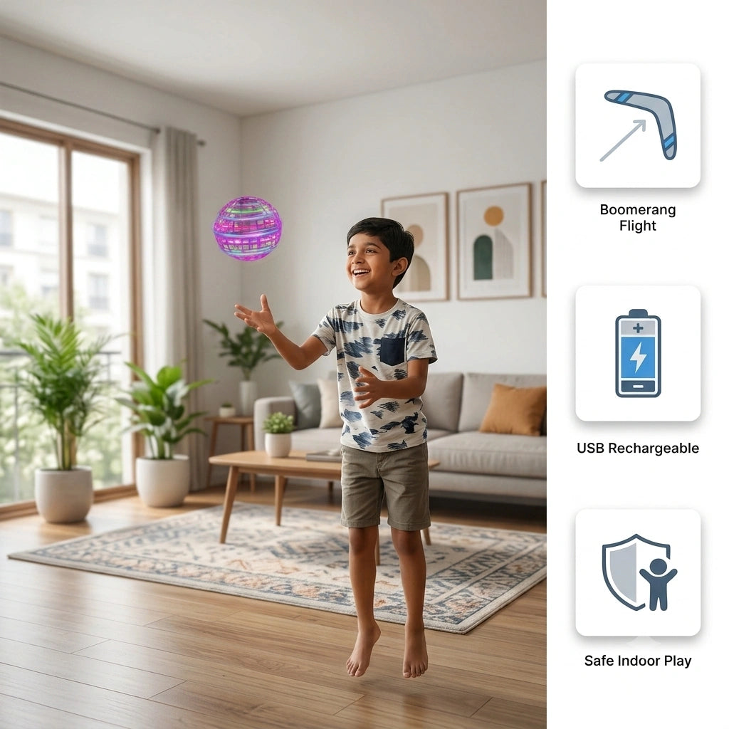 AeroSpin™ - Boomerang LED Ball | Sensor Hover | Auto-Return | Kid Safe