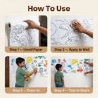 DoodleRoll -  Coloring Paper | 300 cm Canvas | Pre-Printed Designs | Easy Coloring