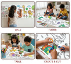 DoodleRoll -  Coloring Paper | 300 cm Canvas | Pre-Printed Designs | Easy Coloring