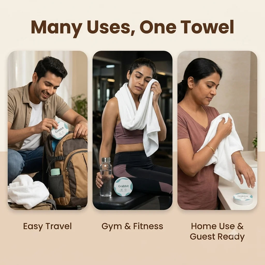 TravelTowel — Pocket-Size Cotton Towel | Expands with Water | 56 × 28 in