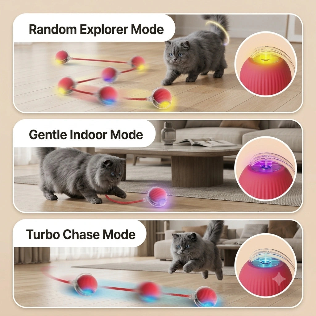 ChaseBall - Auto Movement | Rechargeable Pet Ball | Self Moving Design |  Electronic Pet Toy Ball