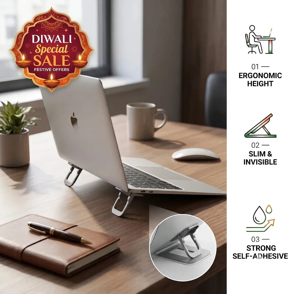 DeskLift™ - Compact Laptop Legs | Ergonomic Incline & Enhanced Airflow | Strong Stick | Lightweight Metal