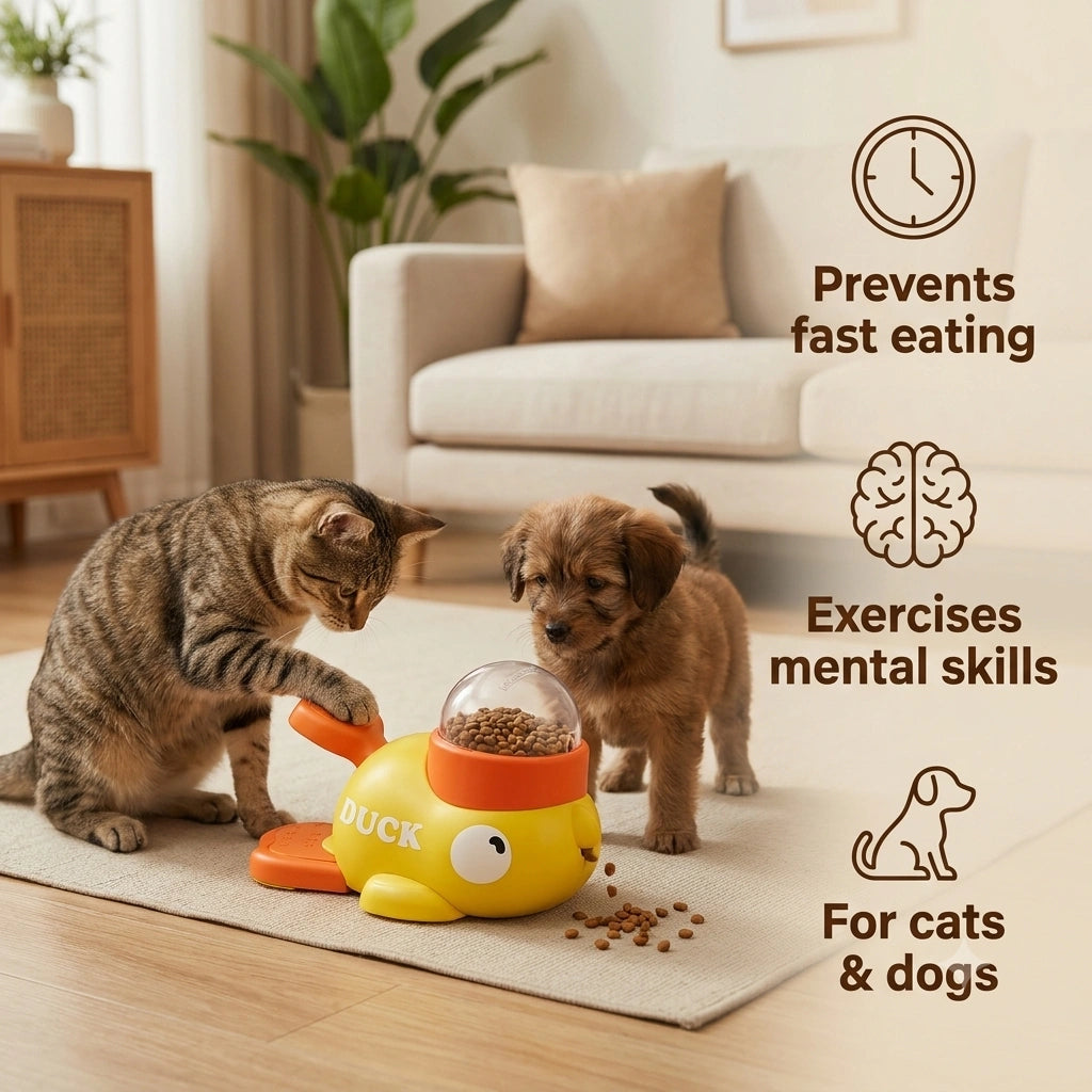 PawPress - Interactive Pet Feeder | Press-to-Release Treats | Slow Eating