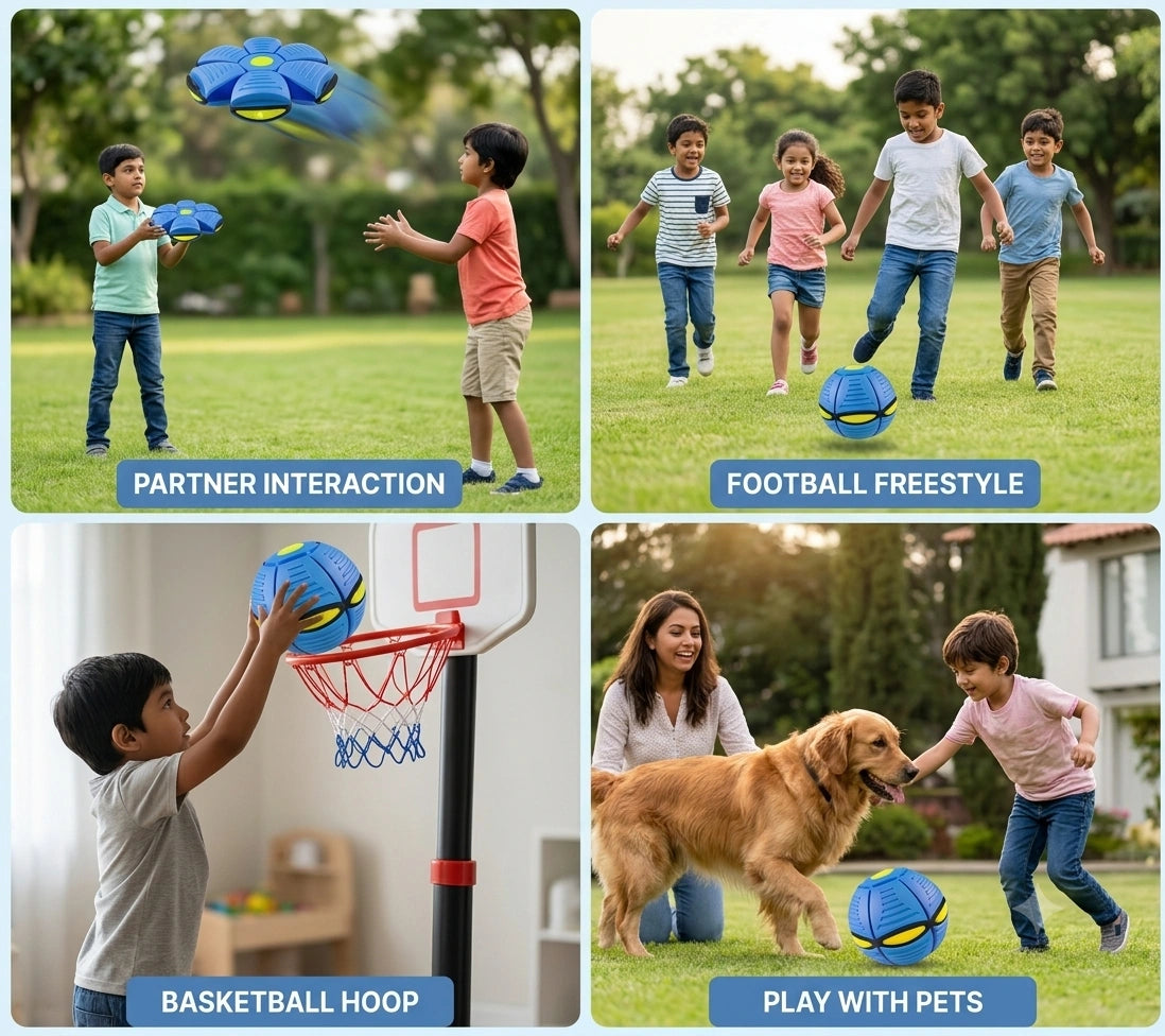 FlipSphere - Bounce Ball | Dual-Shape Design | 6 LED Lights