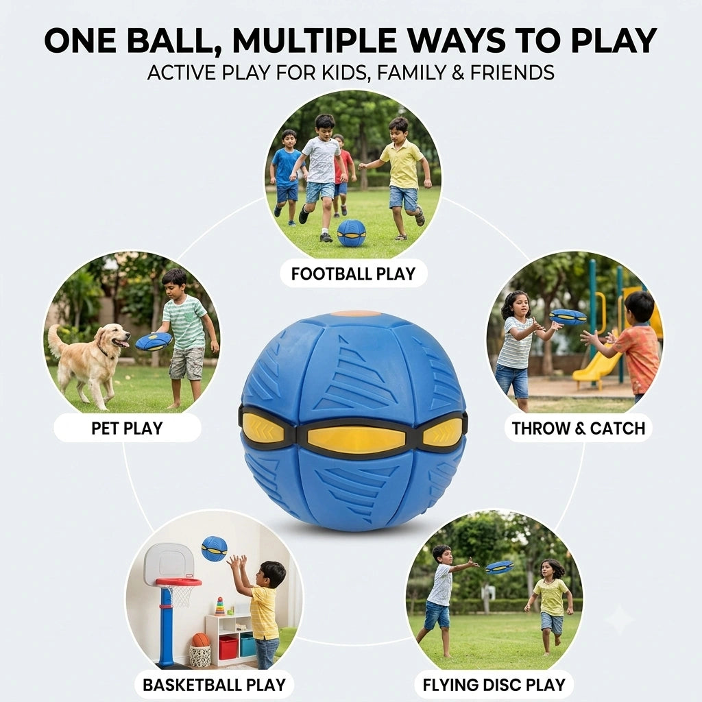 FlipSphere - Bounce Ball | Dual-Shape Design | 6 LED Lights