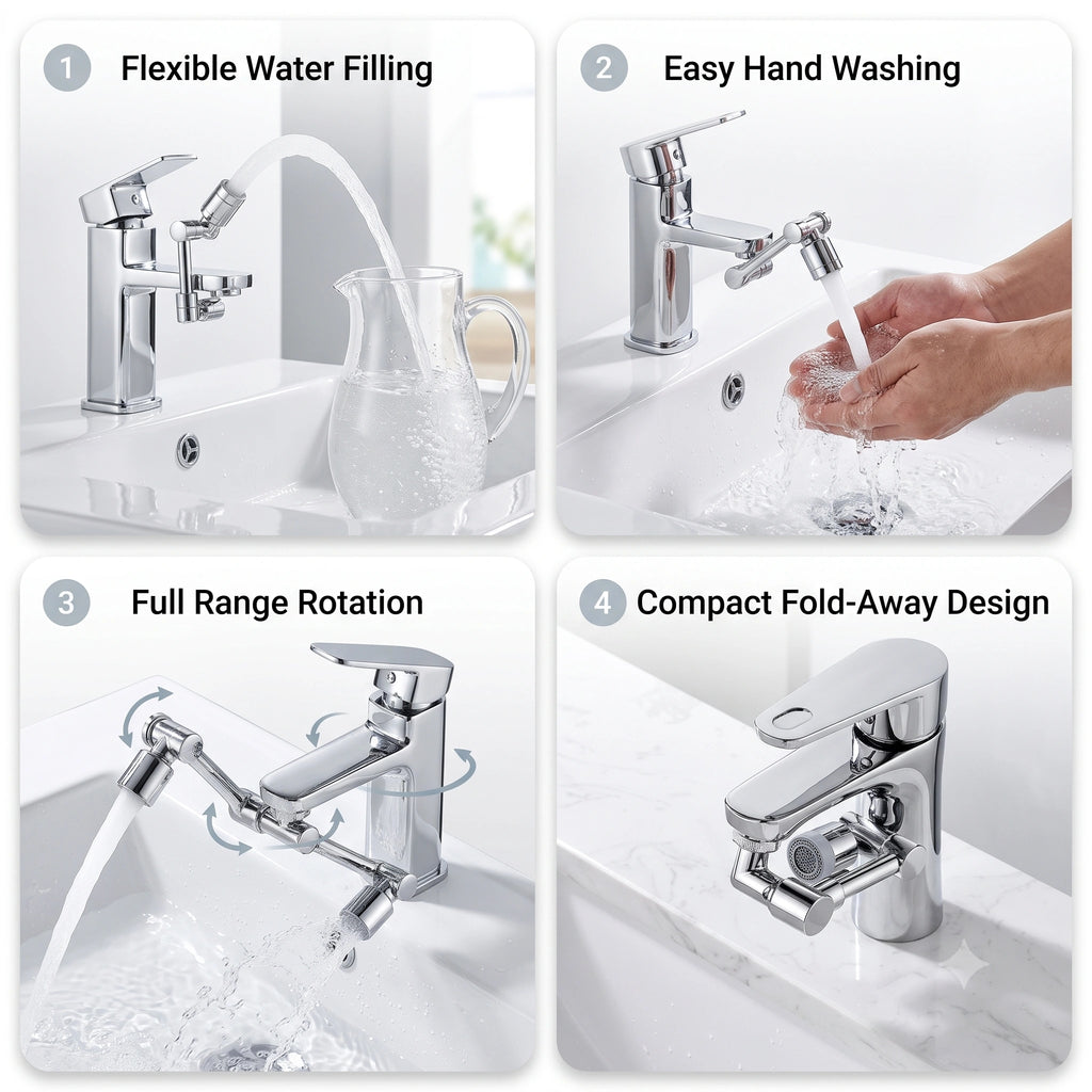RotatingTapExtension -  Multi-Mode Water Flow | 3-Way Spray Head | Rust Resistant