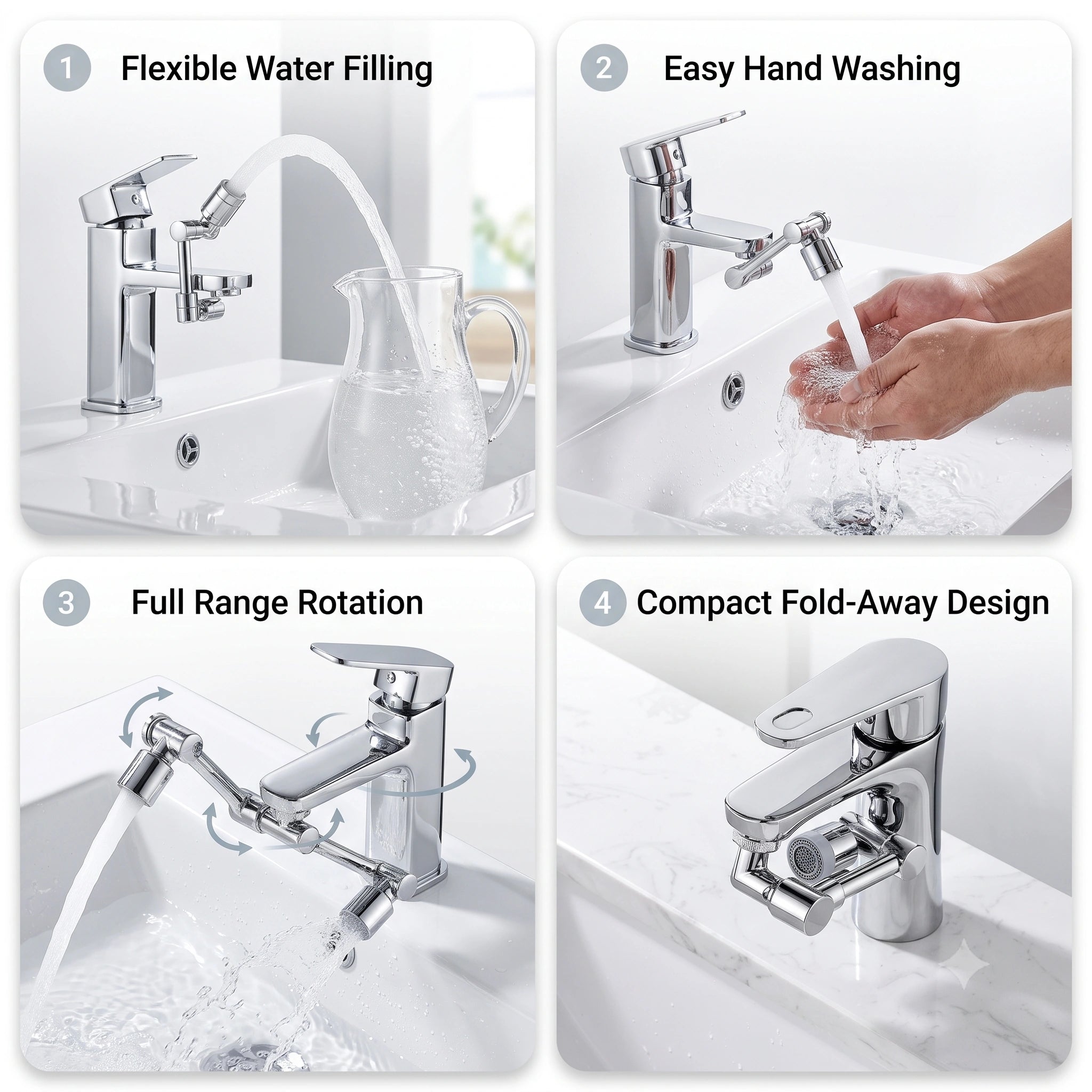 RotatingTapExtension -  Multi-Mode Water Flow | 3-Way Spray Head | Rust Resistant