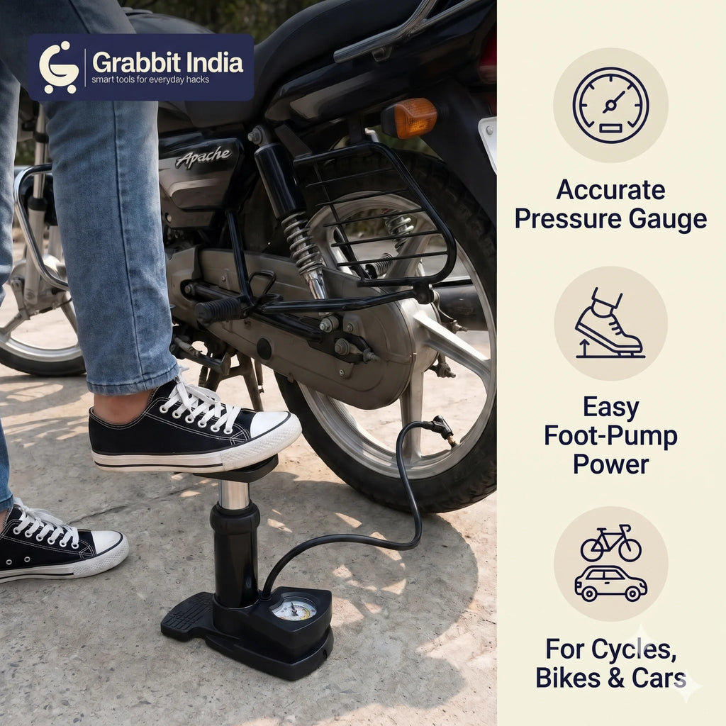 AirPress — Portable Air Pump | Pressure Gauge | Foot-Operated | Anti-Slip Pedal |