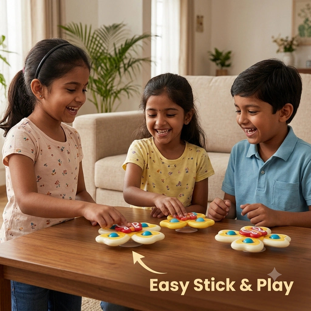 SpinPlay - Colourful Interactive Baby Toy | Sensory Stimulation | Easy Stick & Spin