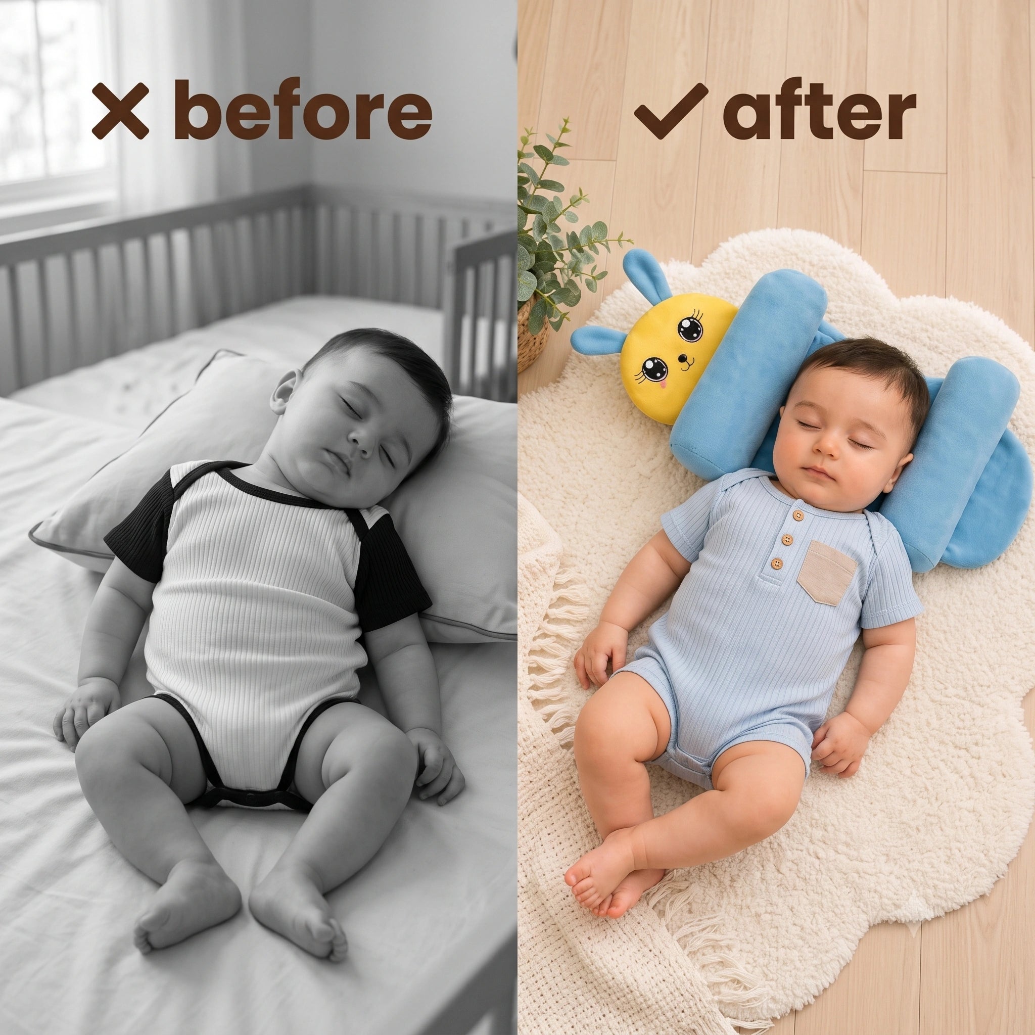 HeadHug - Baby Head Support Pillow | Adjustable Ergonomic Fit | Soft Cotton Comfort