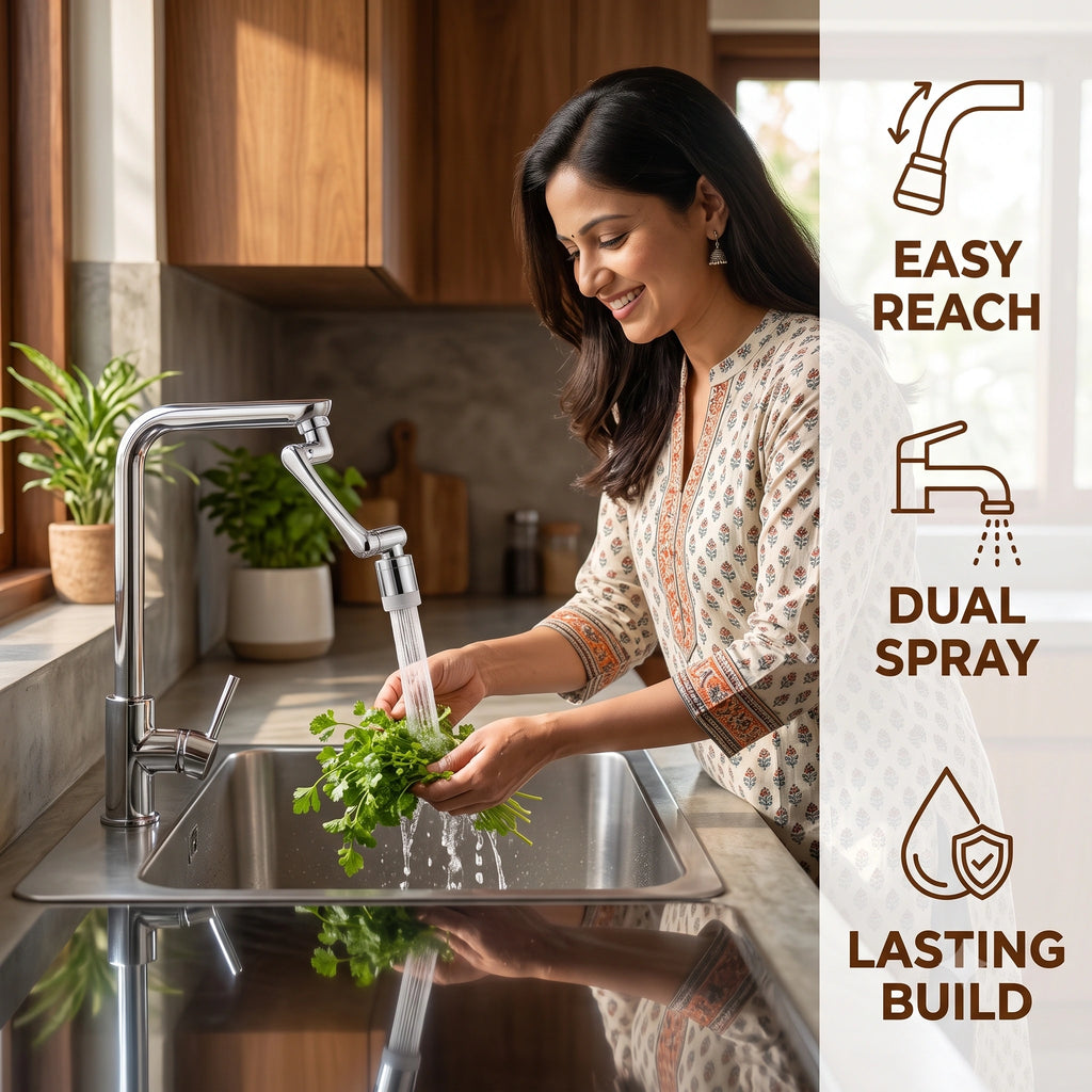 RotatingTapExtension -  Multi-Mode Water Flow | 3-Way Spray Head | Rust Resistant