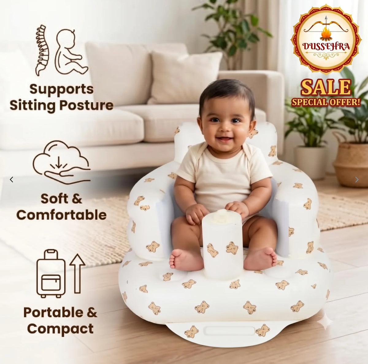 BabyNest™ - Premium Toddler Sofa | 360° Safety Support | Portable Inflatable Design