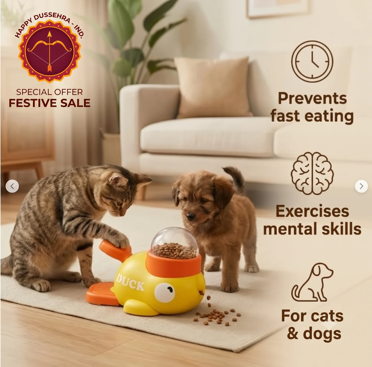 PawPress™ - Interactive Pet Feeder | Press-to-Release Treats | Slow Eating