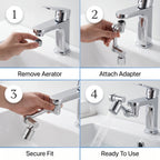 RotatingTapExtension -  Multi-Mode Water Flow | 3-Way Spray Head | Rust Resistant