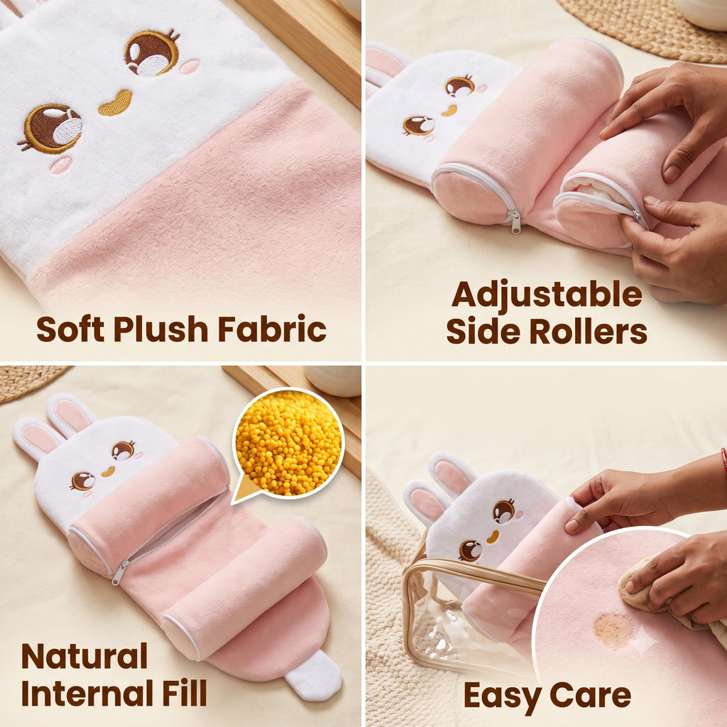 HeadHug - Baby Head Support Pillow | Adjustable Ergonomic Fit | Soft Cotton Comfort