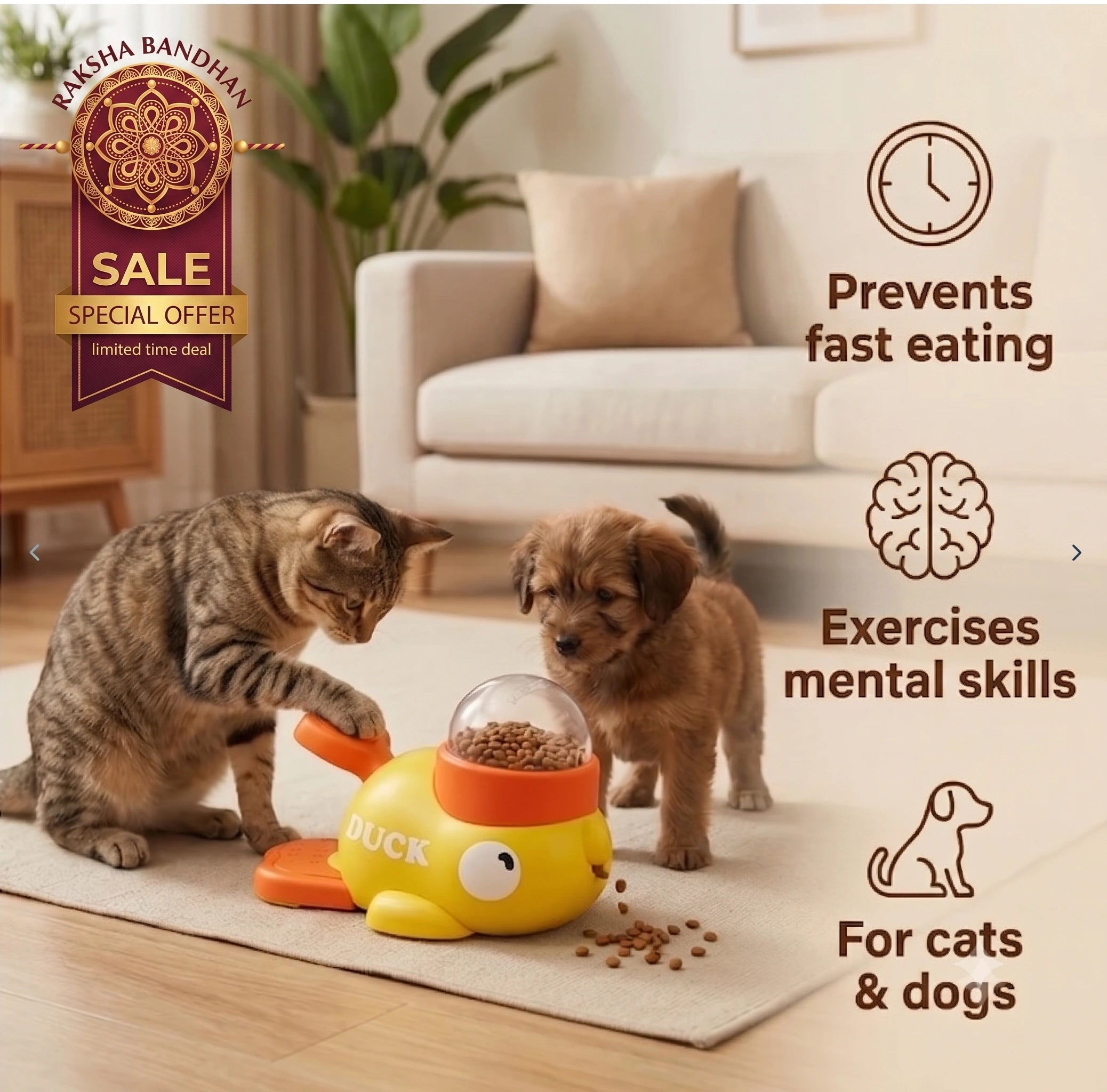 PawPress™ - Interactive Pet Feeder | Press-to-Release Treats | Slow Eating