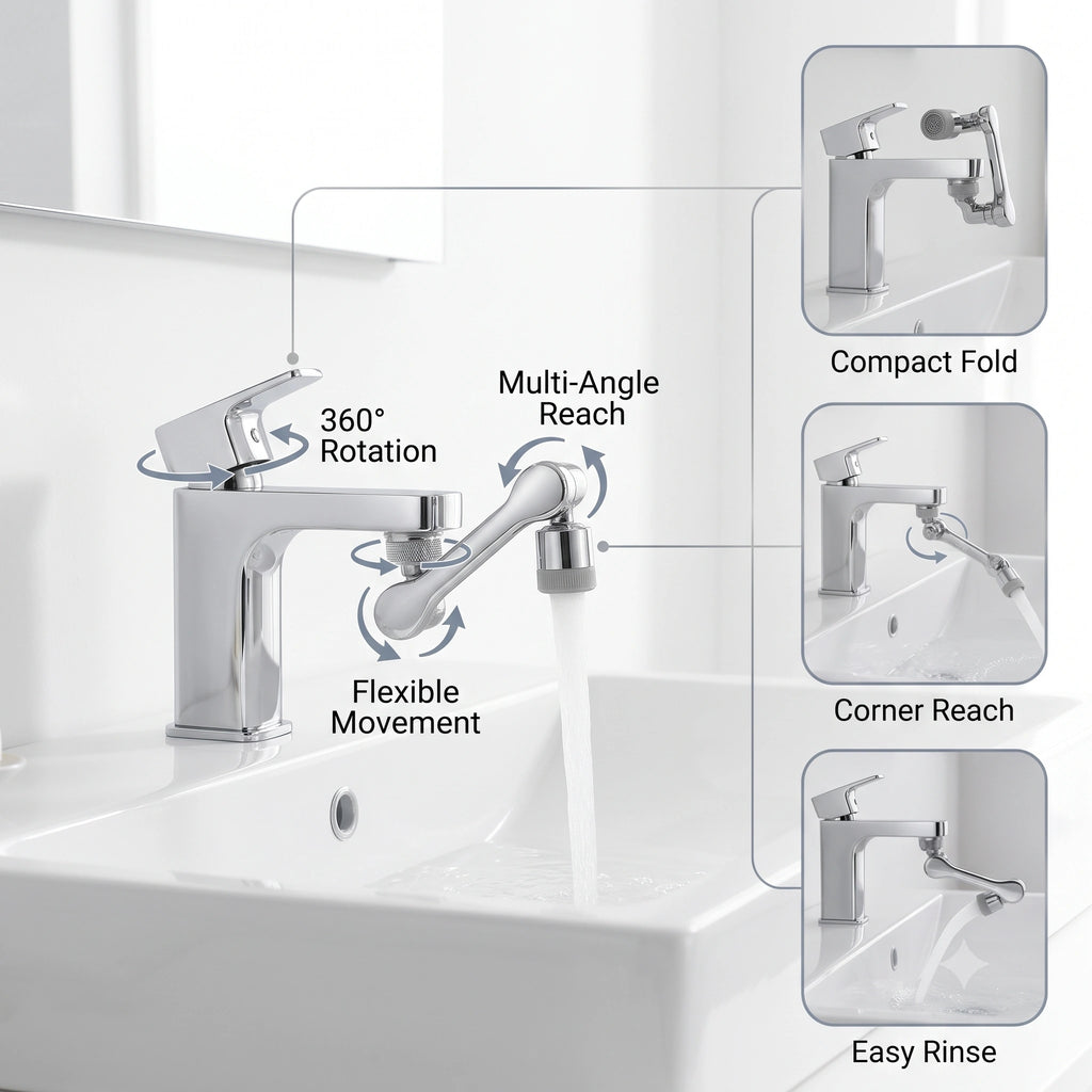 RotatingTapExtension -  Multi-Mode Water Flow | 3-Way Spray Head | Rust Resistant