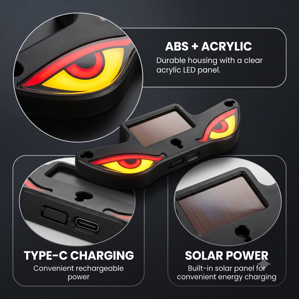 EvilEye — Windshield Decor Light | Solar & USB Powered | Wireless LED